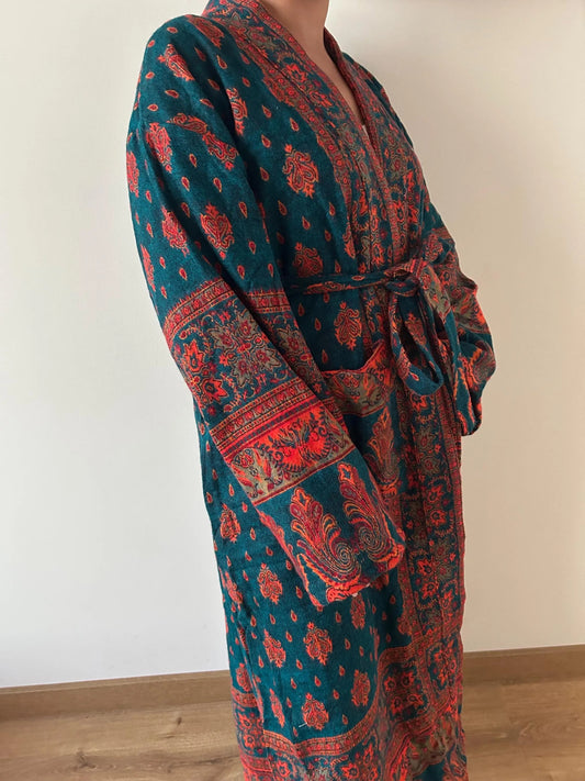 Unisex Yak Wool Robe Kimono Loungewear Resort Wear Dressing Gown