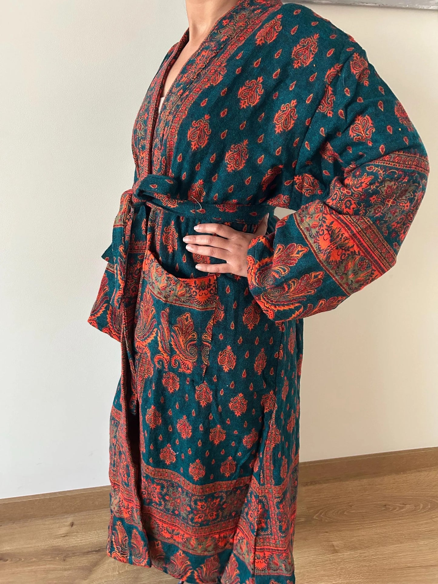 Unisex Yak Wool Robe Kimono Loungewear Resort Wear Dressing Gown